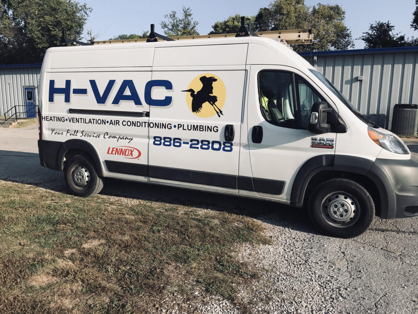 H-Vac and Central Plumbing, local plumber and hvac contractor company vehicle.
